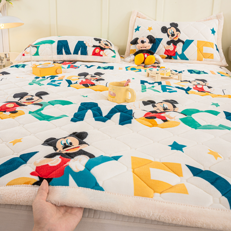 2023新款A类迪士尼正版牛奶绒卡通加厚保暖床垫护垫床褥子 90*200cm单床垫 米老鼠
