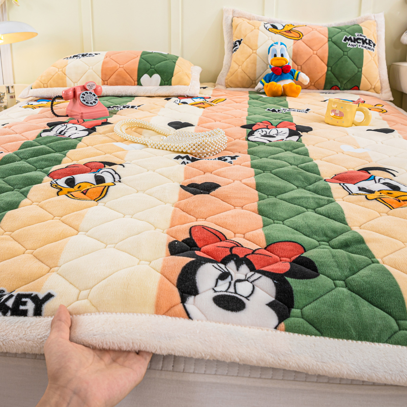 2023新款A类迪士尼正版牛奶绒卡通加厚保暖床垫护垫床褥子 90*200cm单床垫 快乐米妮