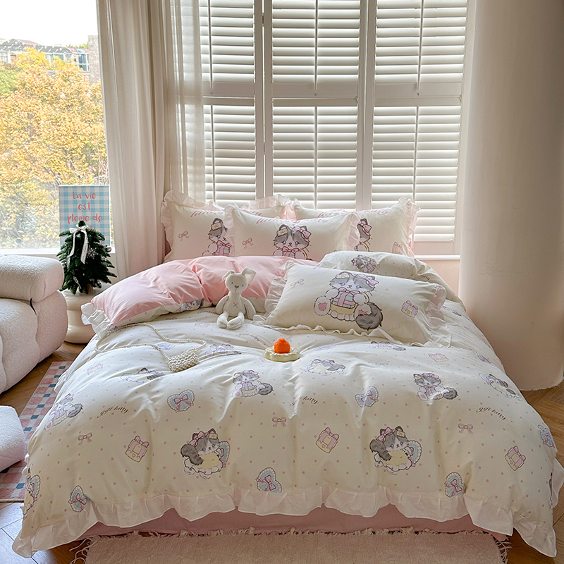 2025新款40S全棉洛丽塔花边四件套