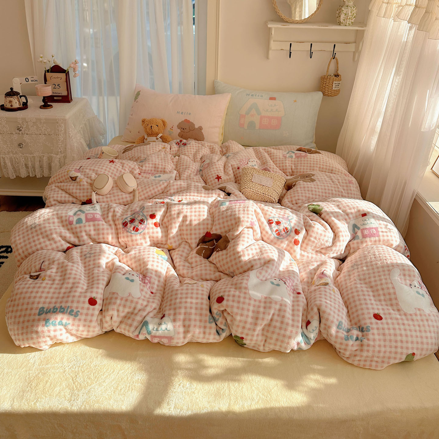 2025秋冬新款牛奶绒四件套 圣诞狗狗