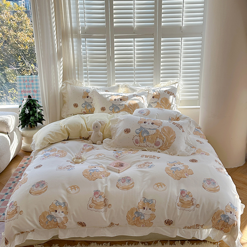 2025新款40S全棉洛丽塔花边四件套