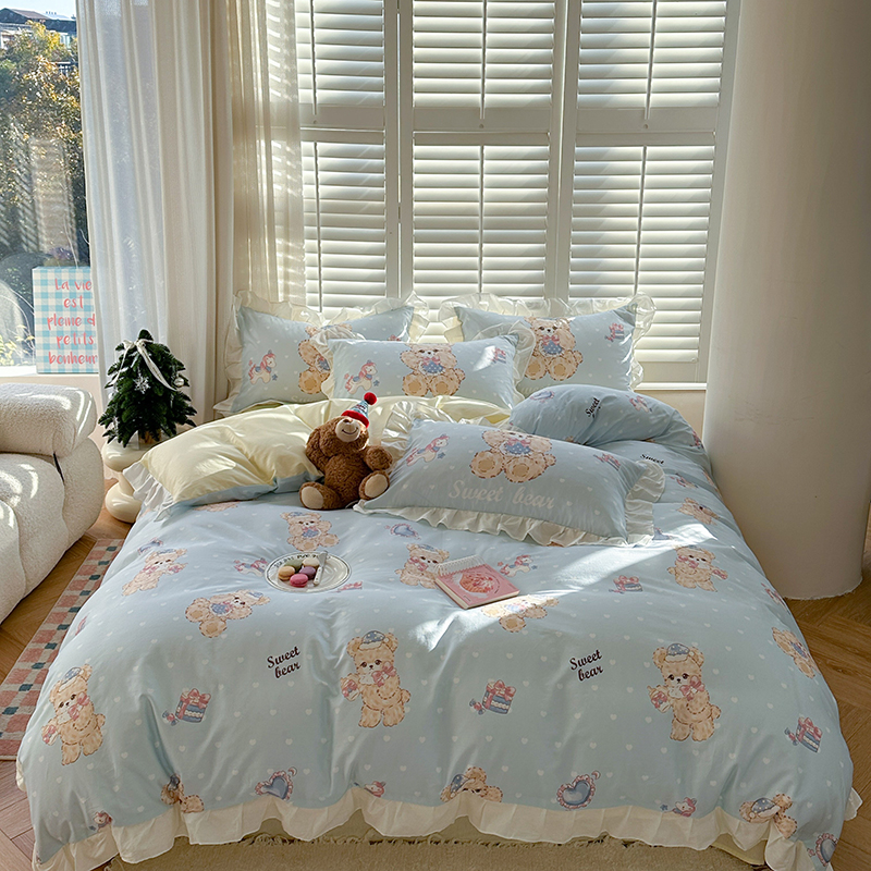 2025新款40S全棉洛丽塔花边四件套