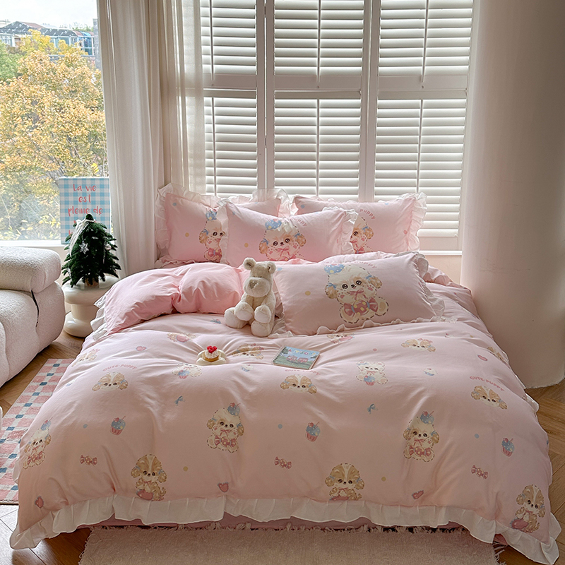 2025新款40S全棉洛丽塔花边四件套