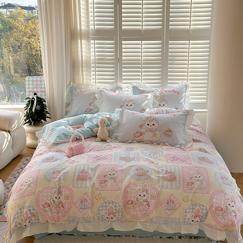 2025新款40S全棉洛丽塔花边四件套