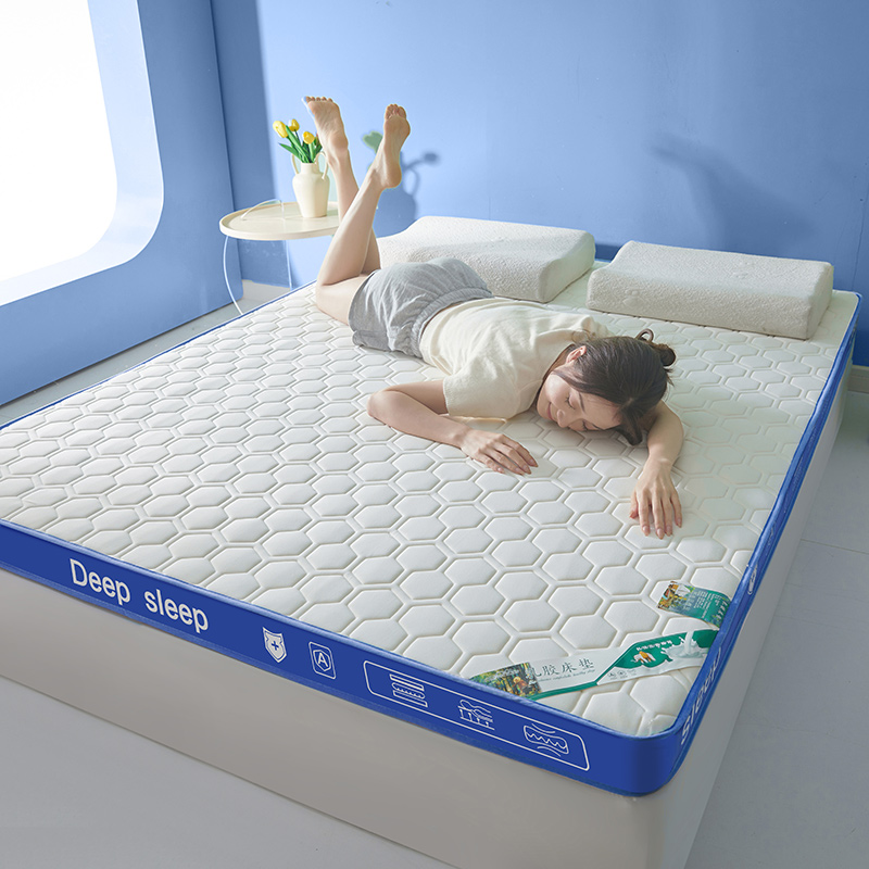 2024新款针织牛奶丝透气网立体硬质棉床垫乳胶床垫-大床款 80*190cm（6cm厚） 深睡-蓝白