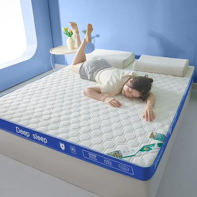 2024新款针织牛奶丝透气网立体硬质棉床垫乳胶床垫-大床款 90*190cm（6cm厚） 深睡-蓝白