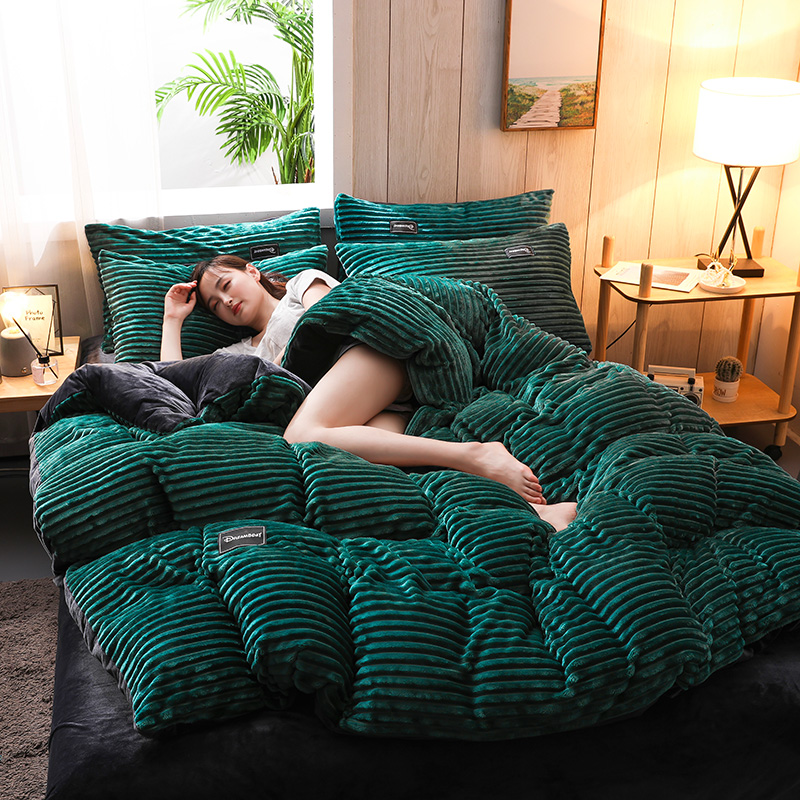 2019新款-魔法绒水晶绒四件套 床单款四件套1.5m（5英尺）床 绿松石