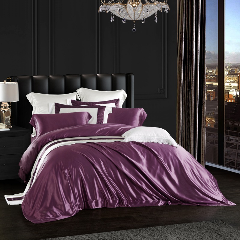 2022新款素色全真丝系列四件套 2.0m床单款 全真丝-冷艳紫