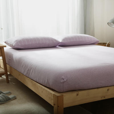 2021新款针织条纹床笠 150cmx200cm 紫色宽条