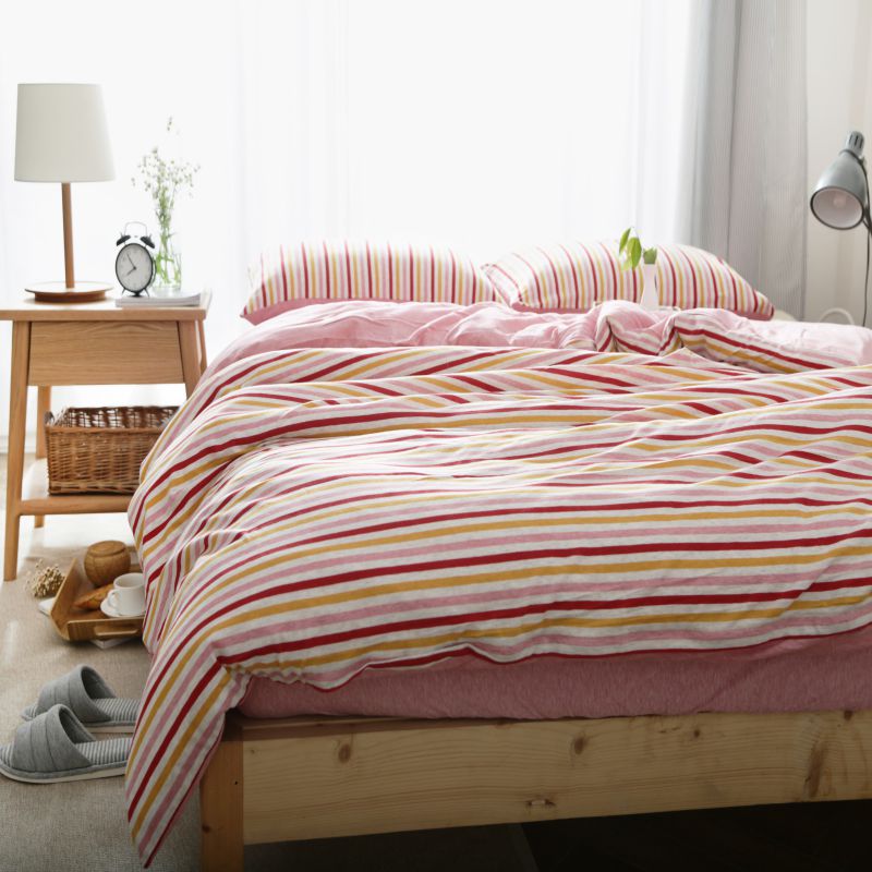 2021新款针织棉条纹纯棉床单 单床单200cmx250cm 彩虹条
