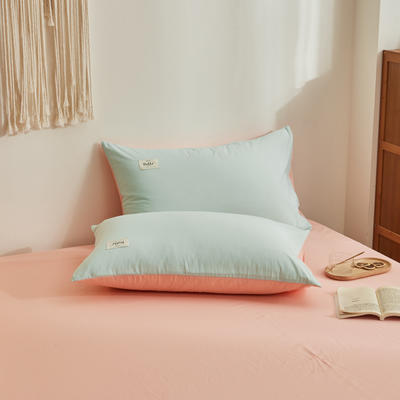 2021新款全棉水洗棉套件系列--单品枕套 48*74cm枕套/对 梵星蓝粉