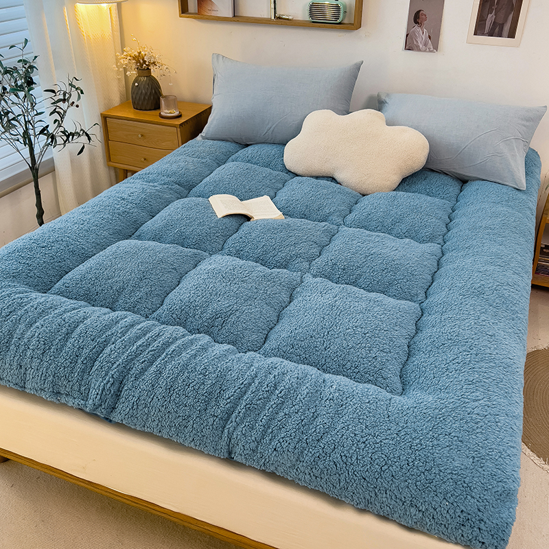 2023新款保暖羊羔绒暖冬床垫-大床 90*200cm 蓝色