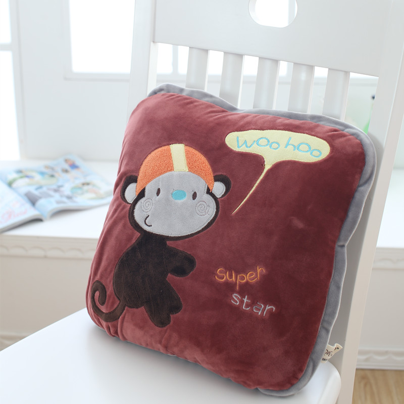 动物系列抱枕毯 抱枕38X38cm（打开1.2*1.8） 猴子