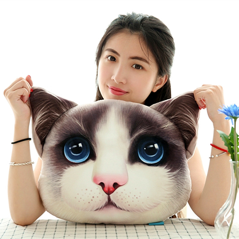 3D仿真动物抱枕被 40X32cm打开1*1.5m 蓝眼猫