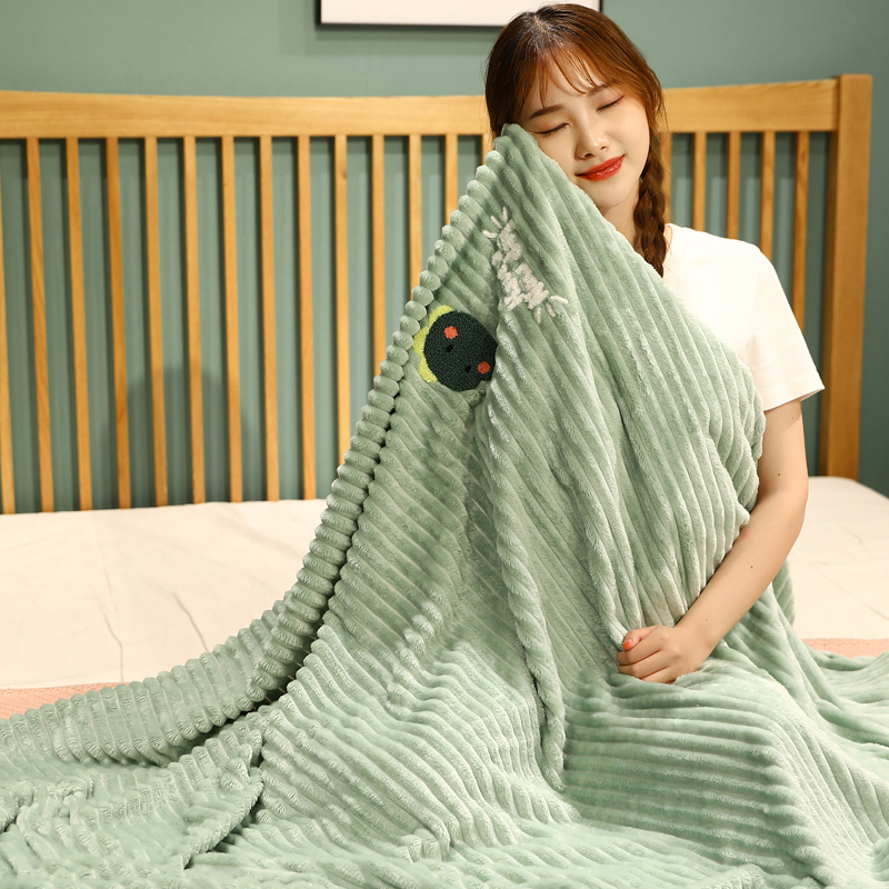 2021新款毛巾绣条纹卷毯 115x170cm 条纹恐龙