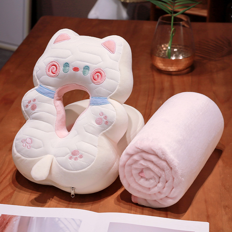 2024新款抱抱猫可变形乳胶午睡枕 方形枕30X25cm 变形乳胶白猫