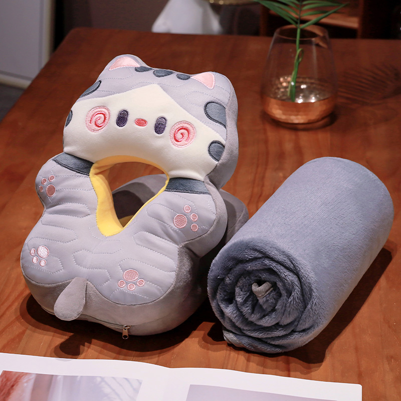2024新款抱抱猫可变形乳胶午睡枕 方形枕30X25cm 变形乳胶灰猫
