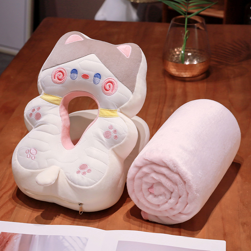 2024新款抱抱猫可变形乳胶午睡枕 方形枕30X25cm 变形乳胶奶咖猫