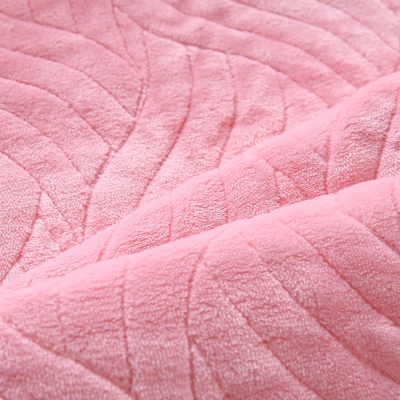 简约被毯 三层复合毯 加厚双层毛毯 法莱绒毯子 床单 冬被子 150cmX200cm 少女粉