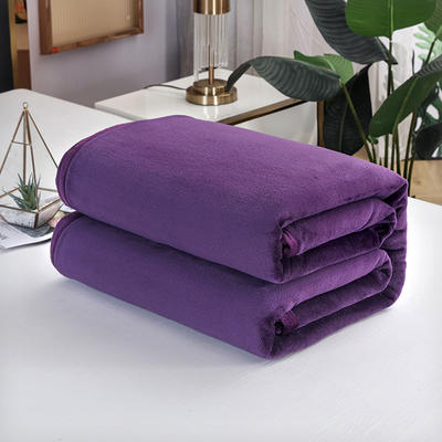 2023总 纯色270克超柔加厚云貂绒毛毯法莱绒毛毯床单盖毯 100cmx150cm 深紫