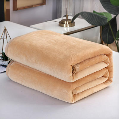 2023总 纯色270克超柔加厚云貂绒毛毯法莱绒毛毯床单盖毯 100cmx150cm 驼色