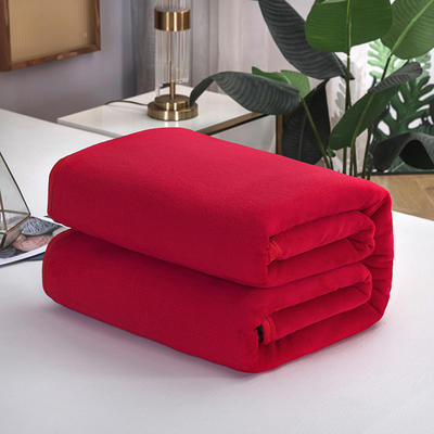 2023总 纯色270克超柔加厚云貂绒毛毯法莱绒毛毯床单盖毯 100cmx150cm 大红