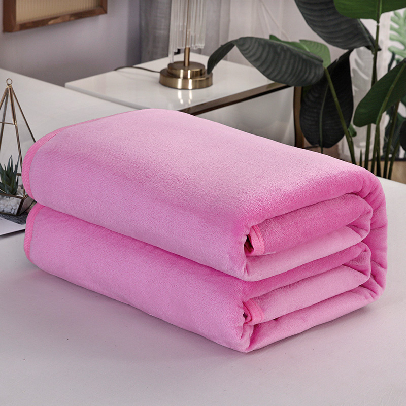 2023总 纯色270克超柔加厚云貂绒毛毯法莱绒毛毯床单盖毯 100cmx150cm 粉色