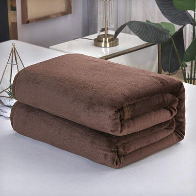 2023总 纯色270克超柔加厚云貂绒毛毯法莱绒毛毯床单盖毯 120cmX200cm 咖啡