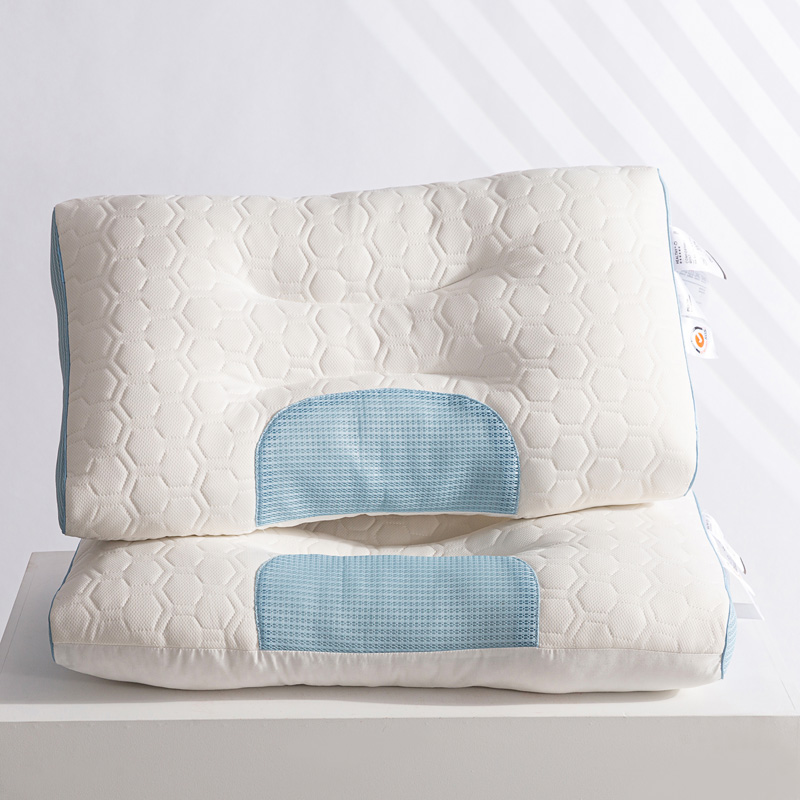 2023新款乳胶+针织棉spa枕 单人枕芯 枕头 护颈枕 spa枕+乳胶夹层（冰蓝）45*70cm/只