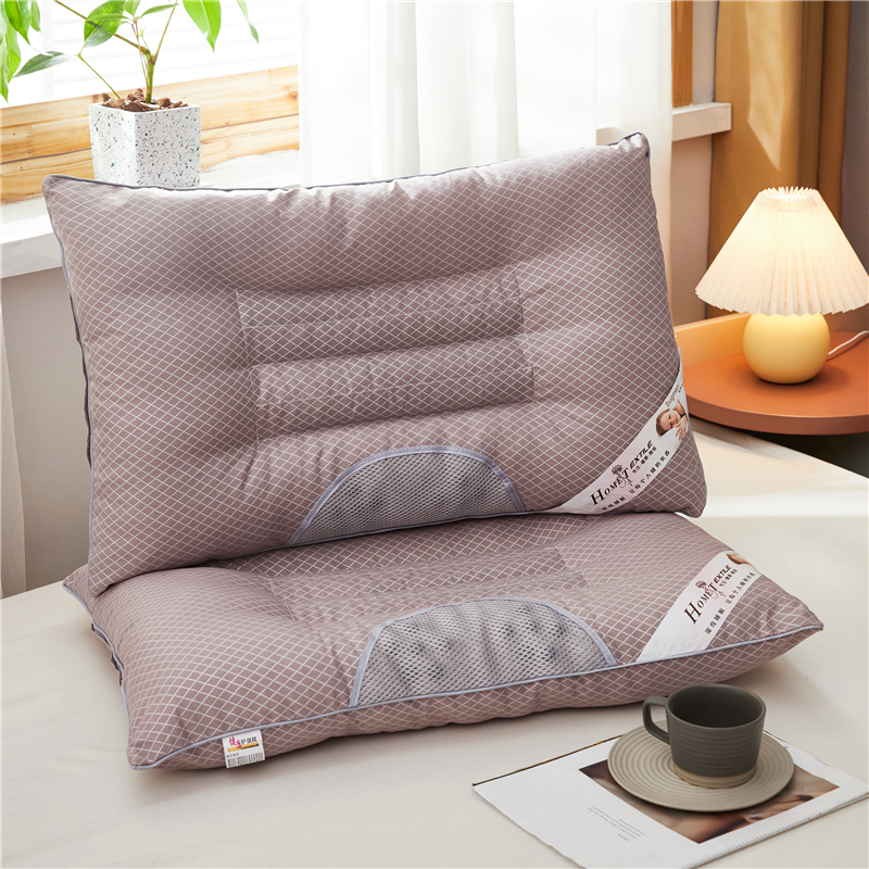 2023新款决明子磁石枕 单人枕芯 护颈枕 枕头枕芯 4265cm （可售单枕皮） 灰网格（枕芯一只装）700克