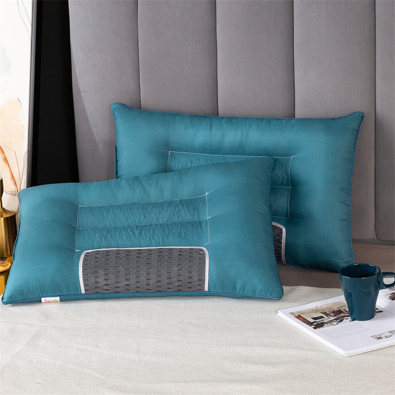 2022热款 矩形网 纯色决明子磁石枕 单人枕芯 枕头 护颈枕芯 42*65±2cm蓝色【单只装】