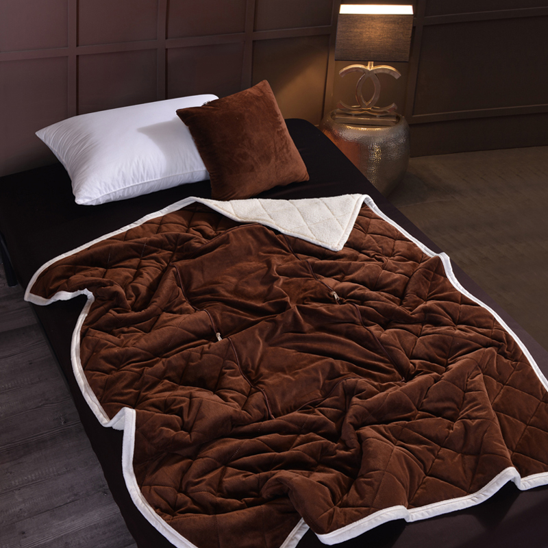 2022新款AB版超柔抱枕被毯系列 40*40展开125*160cm 咖啡色