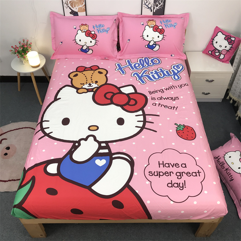 2022新款凯蒂猫全棉卡通大版单件床笠 40*60cm/只 草莓甜心