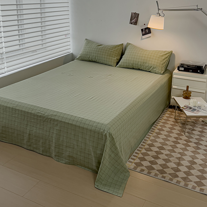 2023新款A类色织全棉水洗棉单床单无印良品风格简约 单床 ：240*250cm 维安-芥末绿