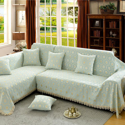 立体欧式提花全盖雪尼尔沙发巾沙发垫沙发套沙发罩 180*150 蕉叶纹（浅绿）