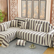 立体欧式提花全盖雪尼尔沙发巾沙发垫沙发套沙发罩 45*45cm抱枕套子/个 素菲（咖啡条）