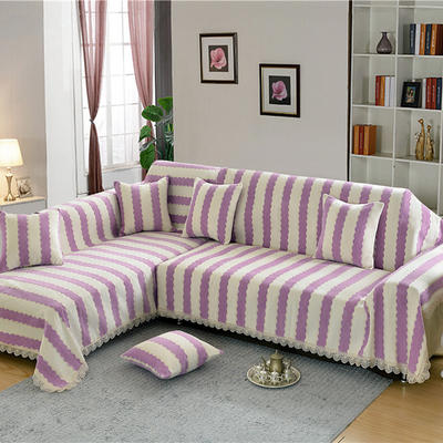 立体欧式提花全盖雪尼尔沙发巾沙发垫沙发套沙发罩 180*150 素菲（玫红条）