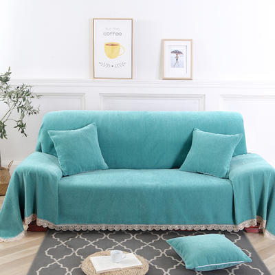 2019新款北欧纯色全盖雪尼尔沙发巾沙发垫沙发套沙发罩 180*150cm 纯净-青