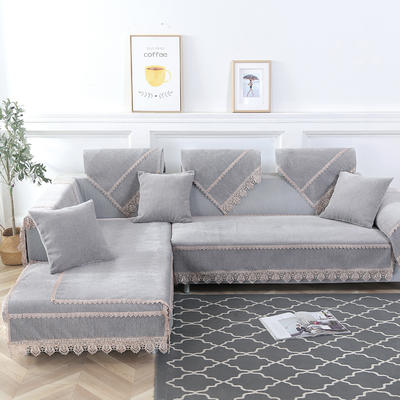 2019新款纯色全盖雪尼尔沙发巾沙发垫沙发套沙发罩 90*90cm 纯净-灰