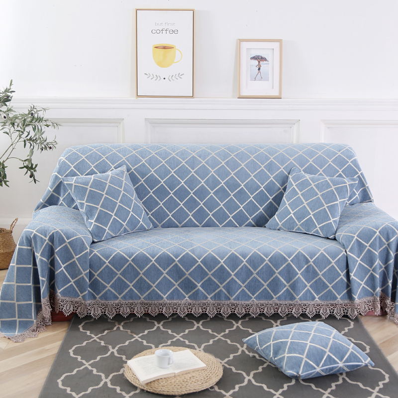 2019新款欧式简约现代全盖雪尼尔沙发巾沙发垫沙发套沙发罩 180*150cm 素菲