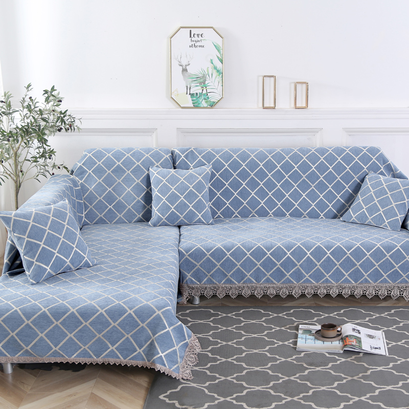 2019新款欧式简约现代全盖雪尼尔沙发巾沙发垫沙发套沙发罩 180*150cm 素菲2