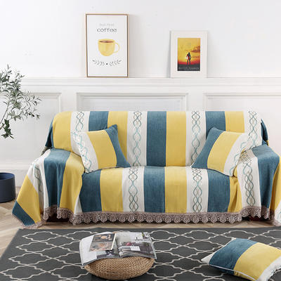 2019新款欧式简约现代全盖雪尼尔沙发巾沙发垫沙发套沙发罩 180*150cm 初夏黄蓝