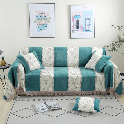 2020新款全盖雪尼尔沙发巾沙发垫沙发套沙发罩-花型1 180*150cm 北欧风情-绿