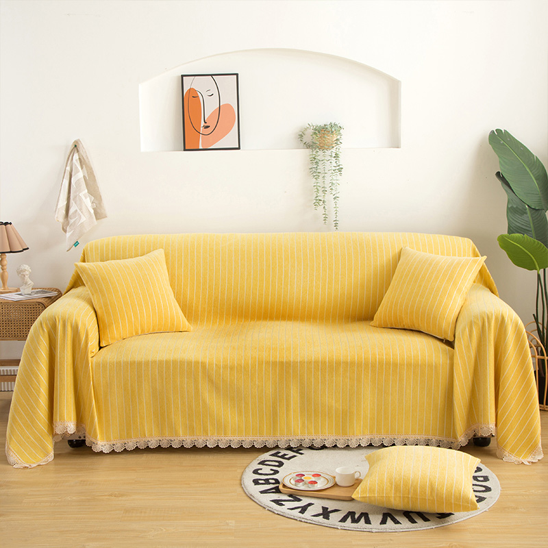 2020新款北欧纯色全盖雪尼尔沙发巾沙发垫沙发套沙发罩 180*150cm 皮尔卡-黄