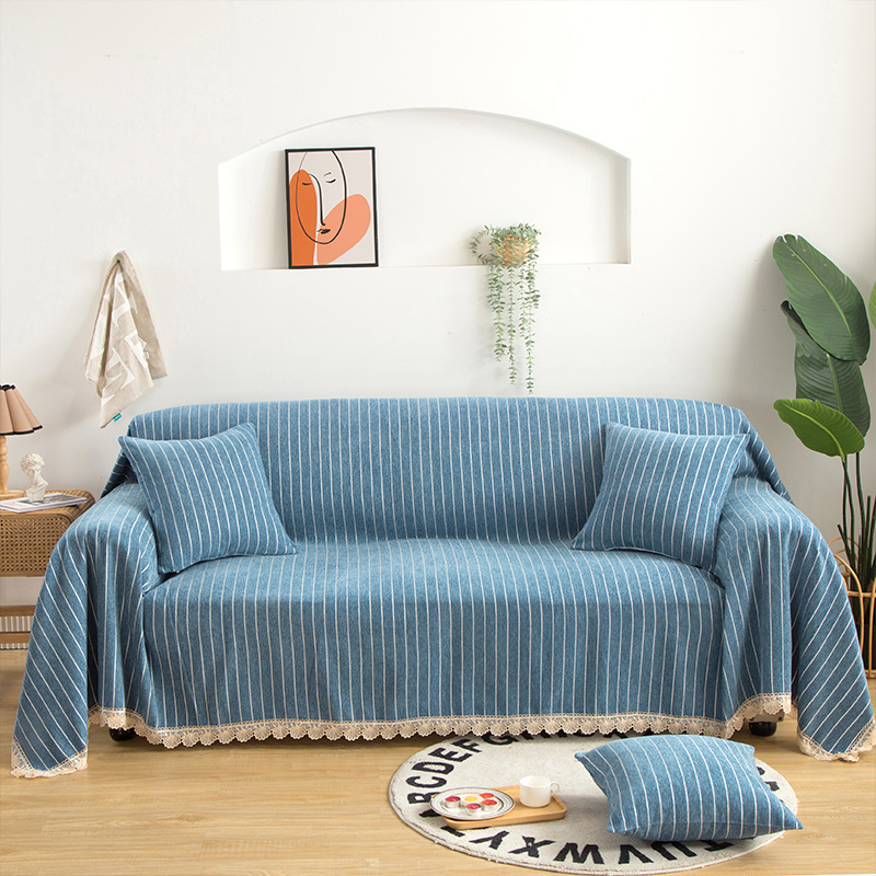 2020新款北欧纯色全盖雪尼尔沙发巾沙发垫沙发套沙发罩 180*150cm 皮尔卡-蓝