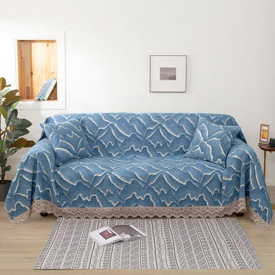 2021新款全盖雪尼尔沙发巾沙发垫沙发套沙发罩 180*150cm 山海间-蓝