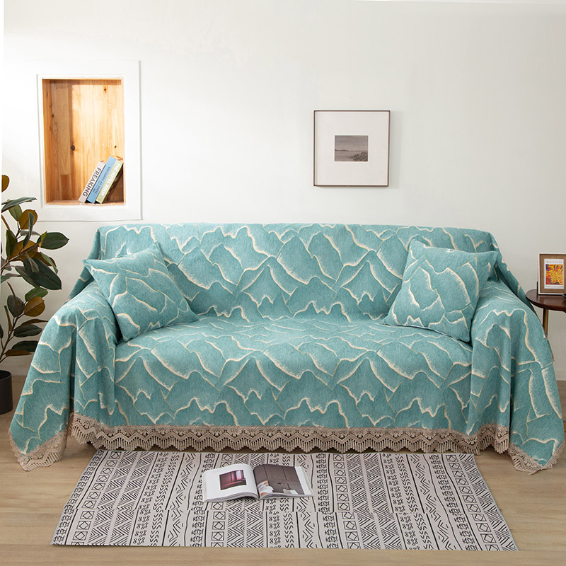 2021新款全盖雪尼尔沙发巾沙发垫沙发套沙发罩 180*150cm 山海间-绿