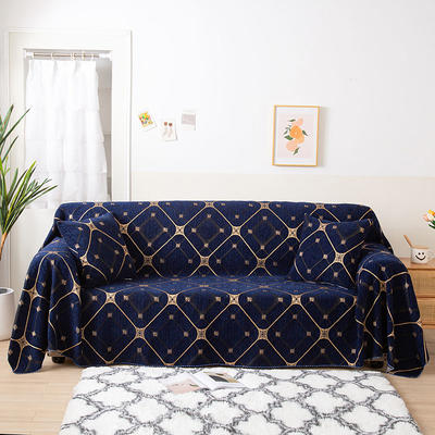 2021新款简宜全盖雪尼尔沙发巾沙发垫沙发套沙发罩 宽度(180±5)*长150cm 深蓝格