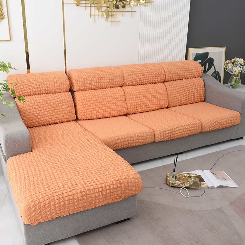 2022新款泡泡纱坐垫套沙发套头枕套 常规单人（宽50-65，长50-65cm） 橘色