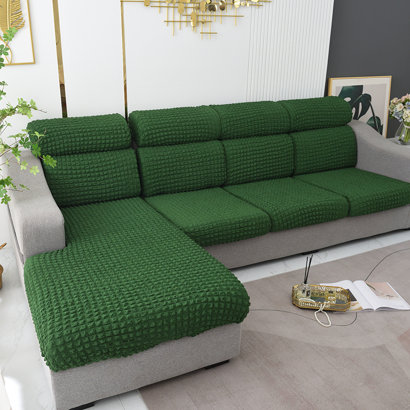 2022新款泡泡纱坐垫套沙发套头枕套 常规单人（宽50-65，长50-65cm） 墨绿